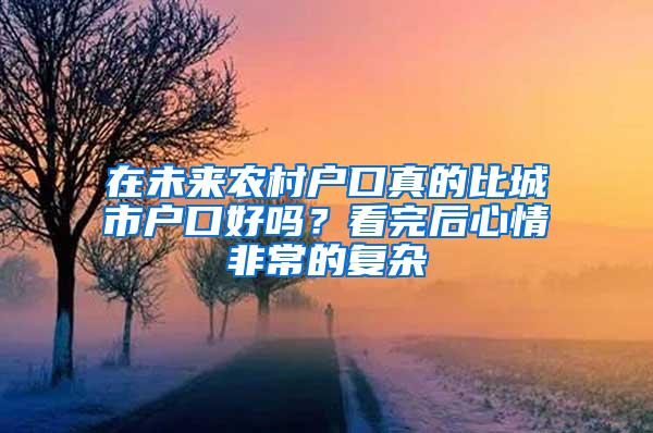 在未来农村户口真的比城市户口好吗？看完后心情非常的复杂