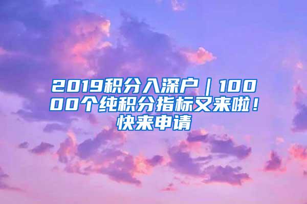 2019积分入深户｜10000个纯积分指标又来啦！快来申请