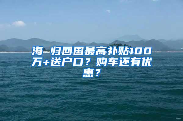 海 归回国最高补贴100万+送户口？购车还有优惠？