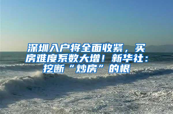 深圳入户将全面收紧，买房难度系数大增！新华社：挖断“炒房”的根