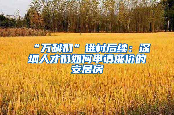 “万科们”进村后续：深圳人才们如何申请廉价的安居房