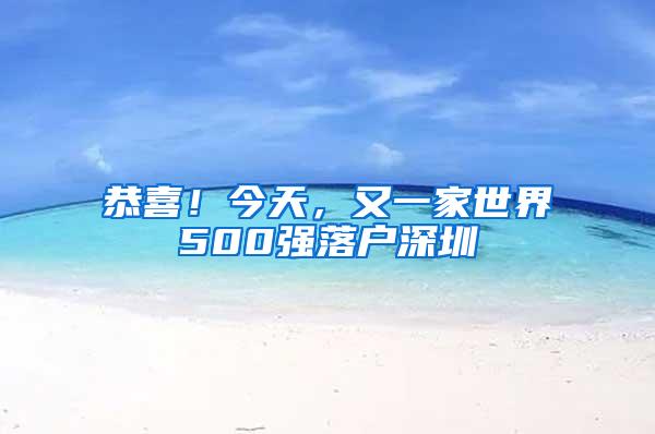 恭喜！今天，又一家世界500强落户深圳