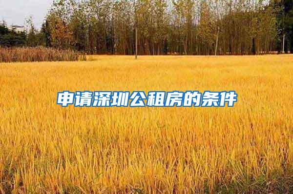 申请深圳公租房的条件