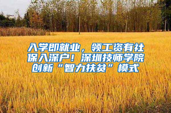 入学即就业，领工资有社保入深户！深圳技师学院创新“智力扶贫”模式