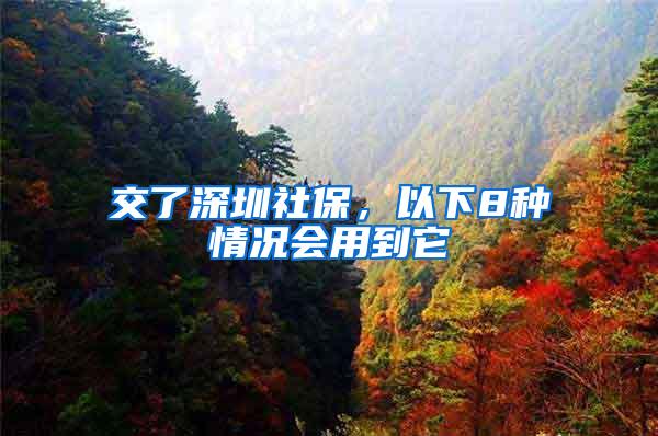 交了深圳社保，以下8种情况会用到它