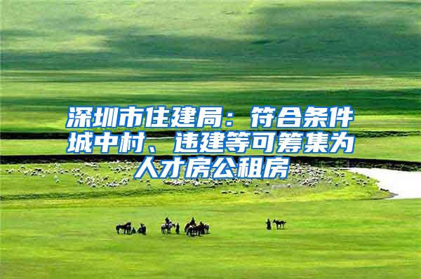 深圳市住建局：符合条件城中村、违建等可筹集为人才房公租房
