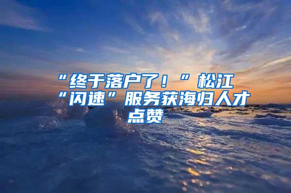 “终于落户了！”松江“闪速”服务获海归人才点赞