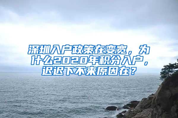 深圳入户政策在变宽，为什么2020年积分入户，迟迟下不来原因在？