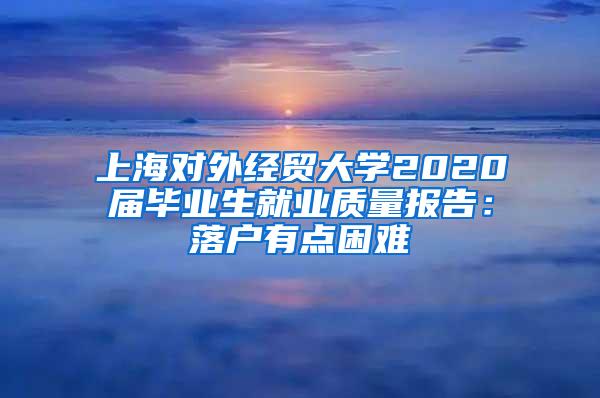 上海对外经贸大学2020届毕业生就业质量报告：落户有点困难
