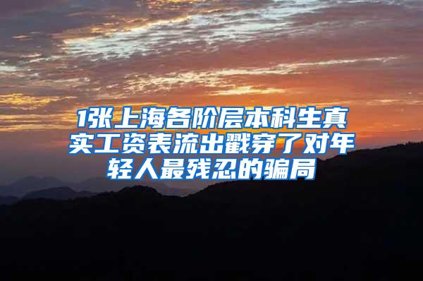 1张上海各阶层本科生真实工资表流出戳穿了对年轻人最残忍的骗局