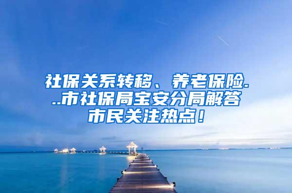 社保关系转移、养老保险...市社保局宝安分局解答市民关注热点！