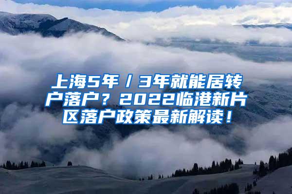 上海5年／3年就能居转户落户？2022临港新片区落户政策最新解读！