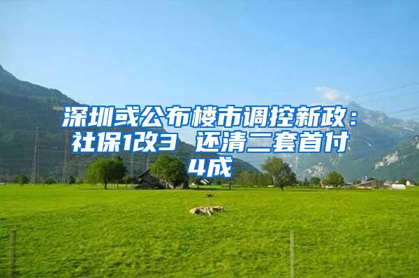 深圳或公布楼市调控新政：社保1改3 还清二套首付4成