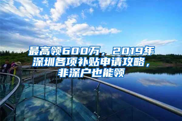最高领600万，2019年深圳各项补贴申请攻略，非深户也能领