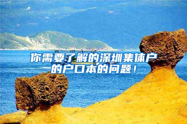 你需要了解的深圳集体户的户口本的问题！