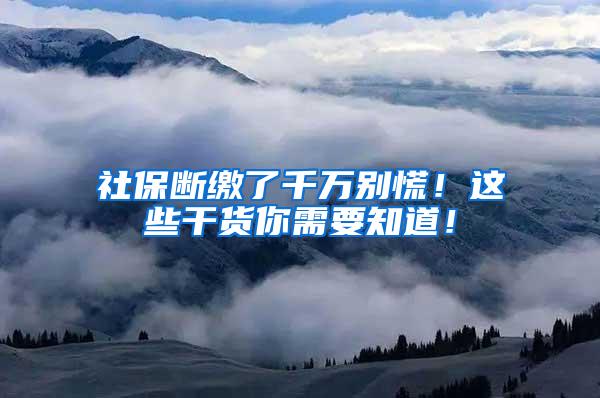 社保断缴了千万别慌！这些干货你需要知道！