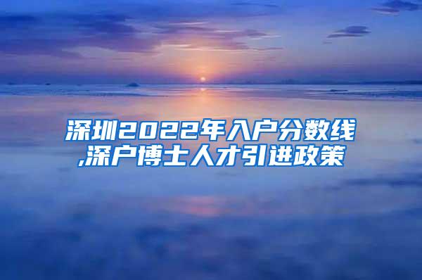 深圳2022年入户分数线,深户博士人才引进政策