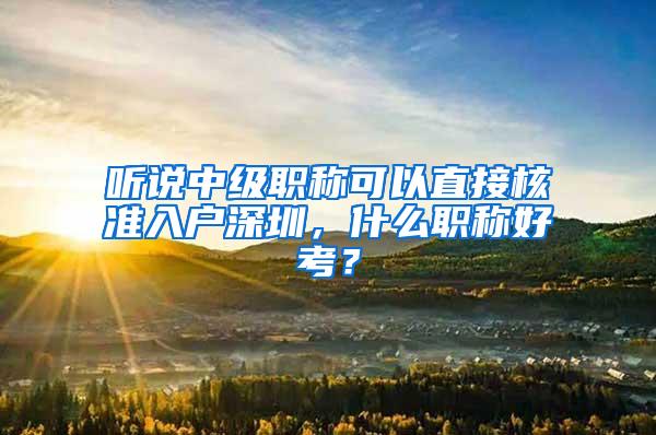 听说中级职称可以直接核准入户深圳，什么职称好考？