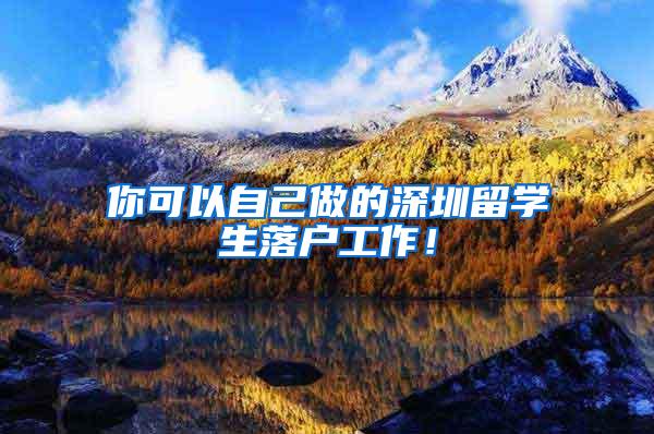 你可以自己做的深圳留学生落户工作！