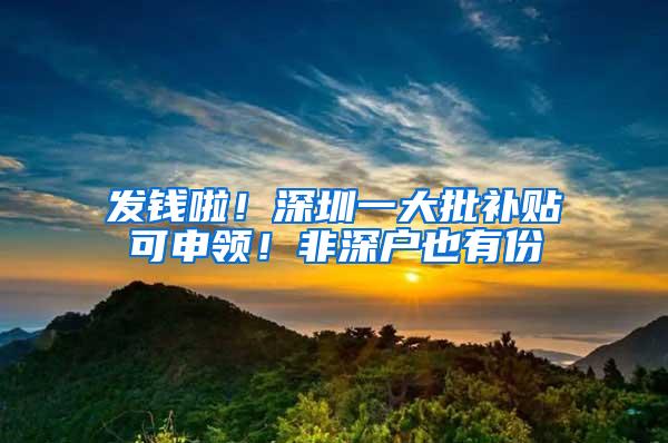 发钱啦！深圳一大批补贴可申领！非深户也有份