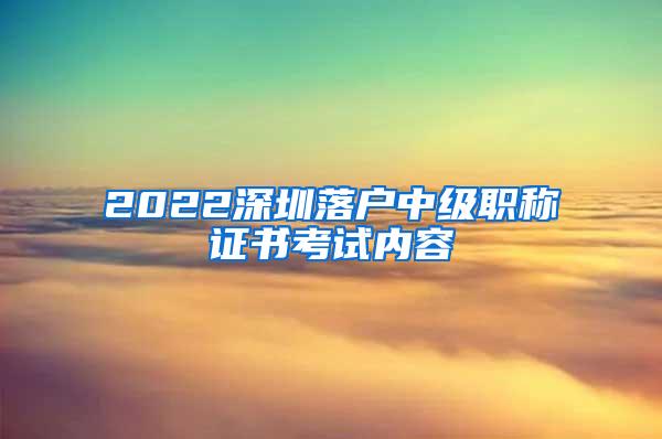 2022深圳落户中级职称证书考试内容