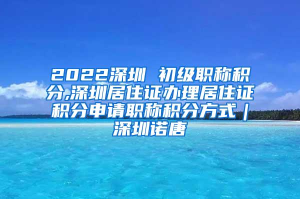 2022深圳 初级职称积分,深圳居住证办理居住证积分申请职称积分方式｜深圳诺唐