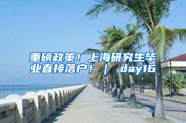 重磅政策！上海研究生毕业直接落户！｜ day16