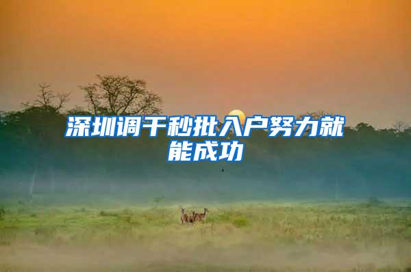 深圳调干秒批入户努力就能成功