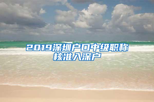 2019深圳户口中级职称核准入深户