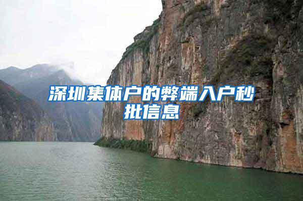 深圳集体户的弊端入户秒批信息