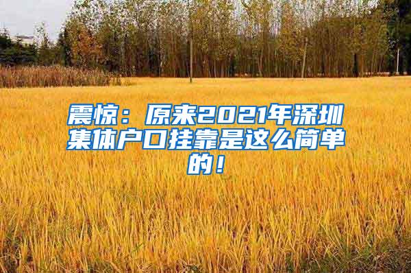 震惊：原来2021年深圳集体户口挂靠是这么简单的！
