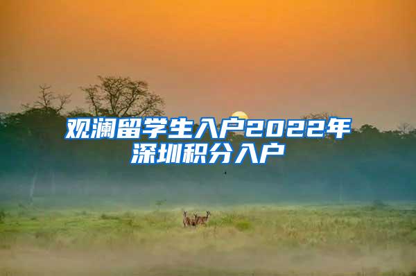 观澜留学生入户2022年深圳积分入户