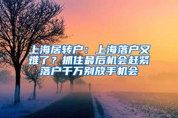 上海居转户：上海落户又难了？抓住最后机会赶紧落户千万别放手机会