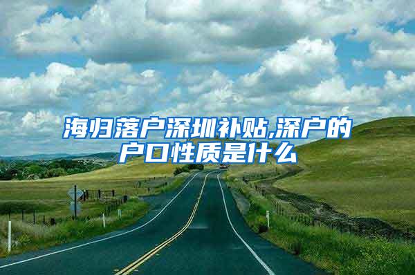 海归落户深圳补贴,深户的户口性质是什么