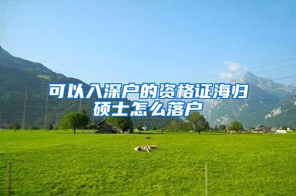 可以入深户的资格证海归硕士怎么落户