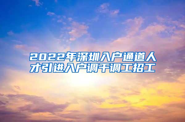 2022年深圳入户通道人才引进入户调干调工招工