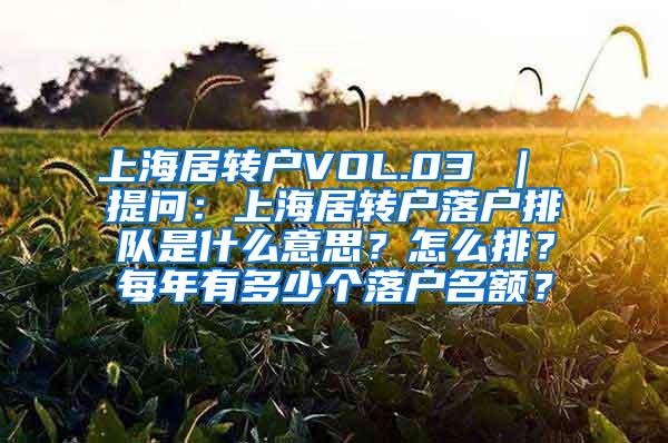 上海居转户VOL.03 ｜ 提问：上海居转户落户排队是什么意思？怎么排？每年有多少个落户名额？