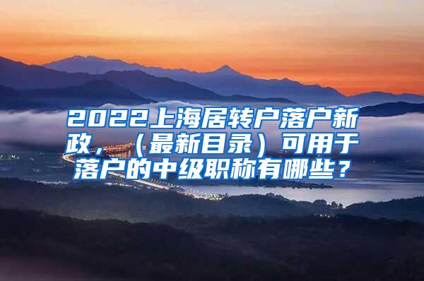2022上海居转户落户新政，（最新目录）可用于落户的中级职称有哪些？