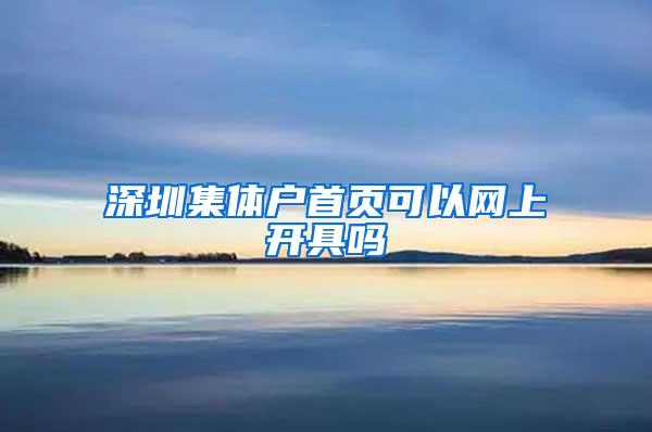 深圳集体户首页可以网上开具吗