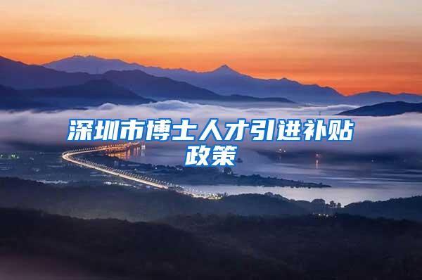深圳市博士人才引进补贴政策