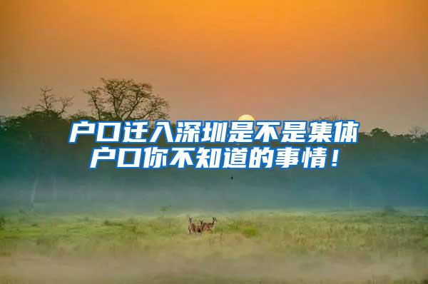 户口迁入深圳是不是集体户口你不知道的事情！