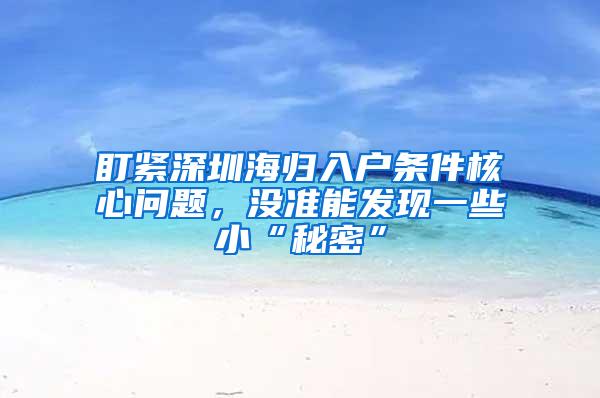 盯紧深圳海归入户条件核心问题，没准能发现一些小“秘密”