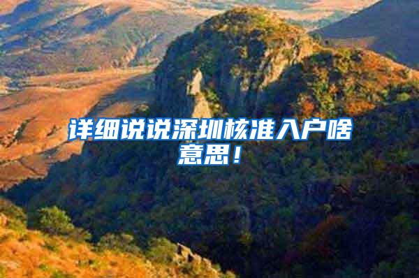 详细说说深圳核准入户啥意思！