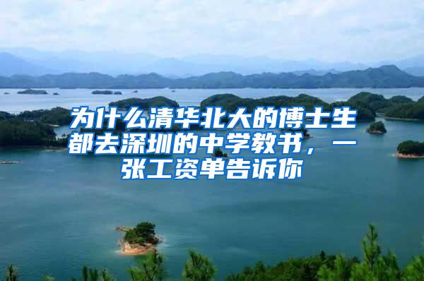 为什么清华北大的博士生都去深圳的中学教书，一张工资单告诉你