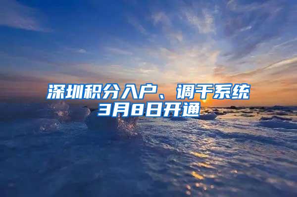 深圳积分入户、调干系统3月8日开通