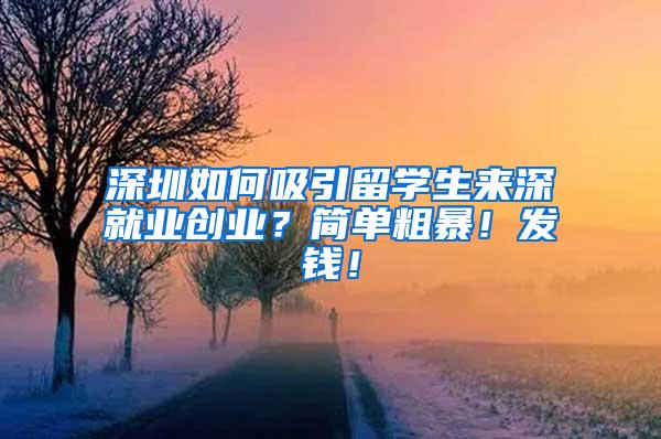 深圳如何吸引留学生来深就业创业？简单粗暴！发钱！