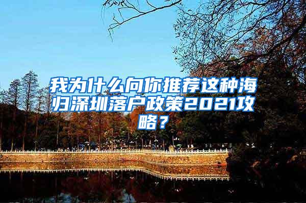 我为什么向你推荐这种海归深圳落户政策2021攻略？