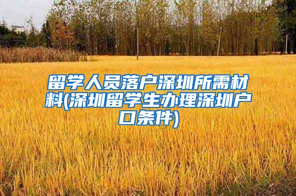 留学人员落户深圳所需材料(深圳留学生办理深圳户口条件)