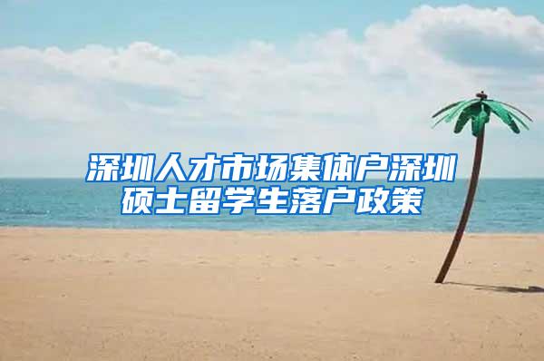 深圳人才市场集体户深圳硕士留学生落户政策