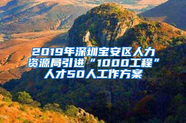 2019年深圳宝安区人力资源局引进“1000工程”人才50人工作方案